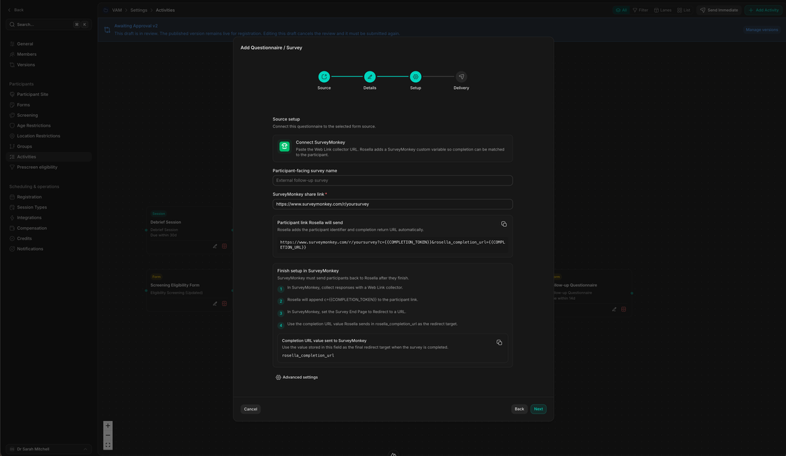 Rosella activity setup placeholder